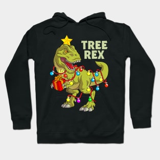 Christmas Dinosaur Kids Boys Men Christmas Lights Tree Rex Hoodie